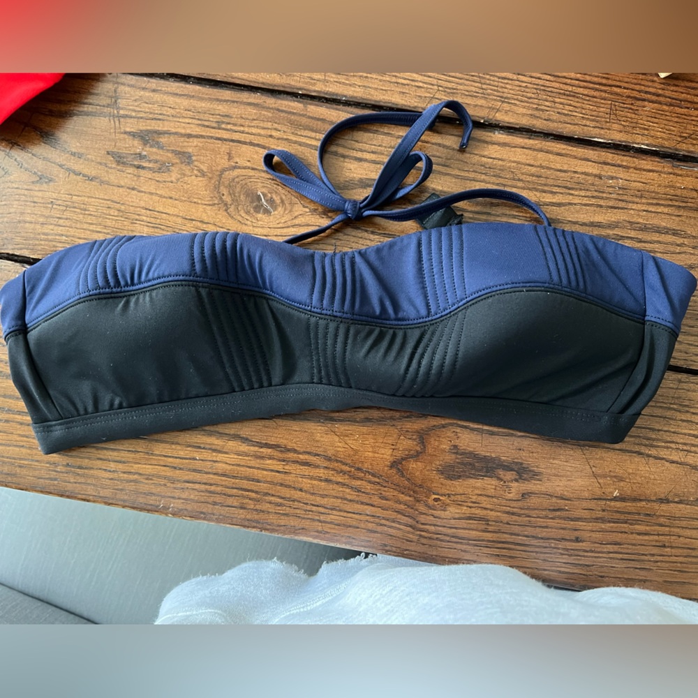 Athleta Navy and Black Bandeau Bikini Top